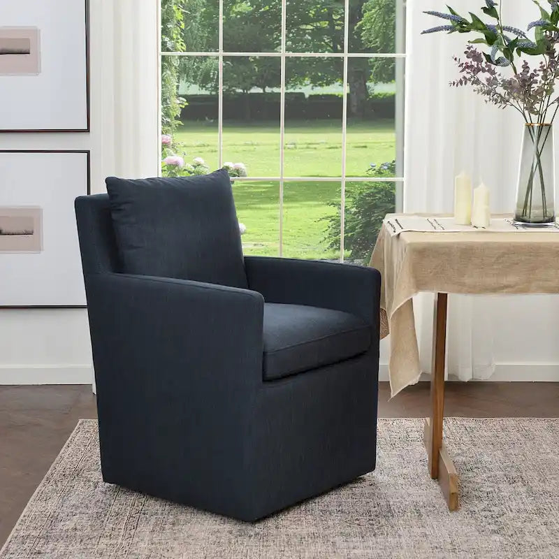 Fauteuil de salle à manger roulant rembourré en tissu haute performance de 25 po