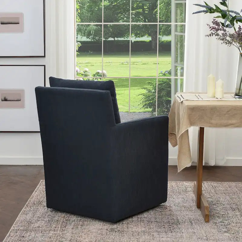 Fauteuil de salle à manger roulant rembourré en tissu haute performance de 25 po