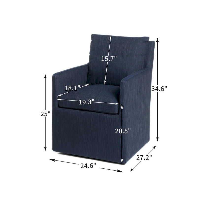 Fauteuil de salle à manger roulant rembourré en tissu haute performance de 25 po