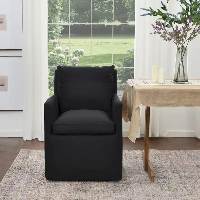 Fauteuil de salle à manger roulant rembourré en tissu haute performance de 25 po