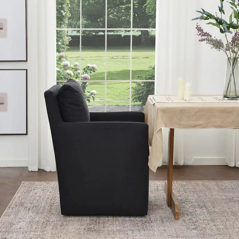 Fauteuil de salle à manger roulant rembourré en tissu haute performance de 25 po