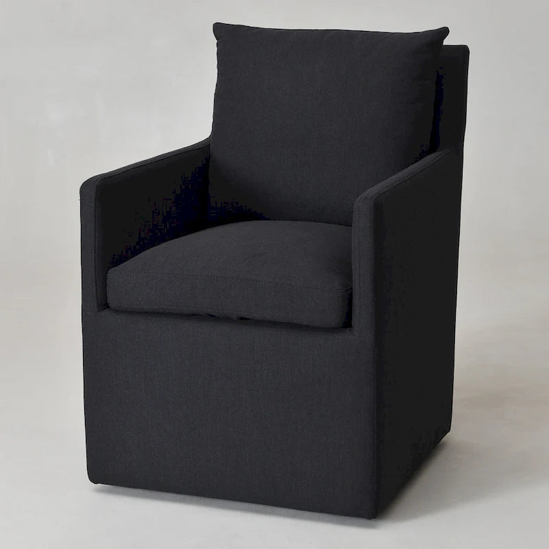 Fauteuil de salle à manger roulant rembourré en tissu haute performance de 25 po