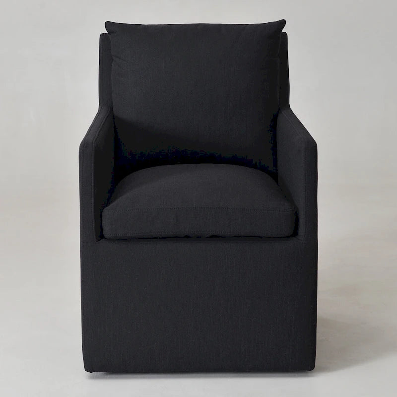 Fauteuil de salle à manger roulant rembourré en tissu haute performance de 25 po