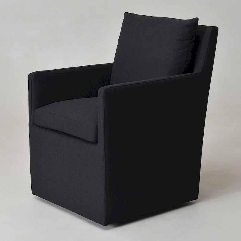 Fauteuil de salle à manger roulant rembourré en tissu haute performance de 25 po