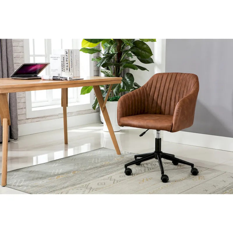 Chaise de bureau capitonnée en similicuir