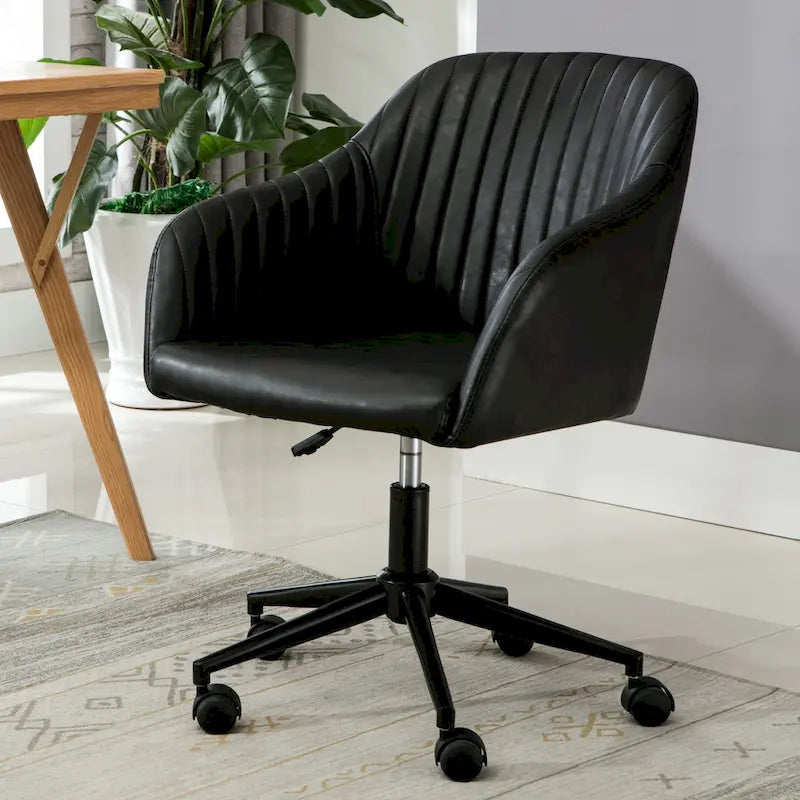 Chaise de bureau capitonnée en similicuir