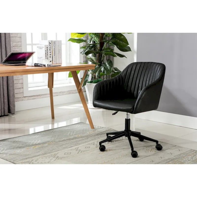 Chaise de bureau capitonnée en similicuir