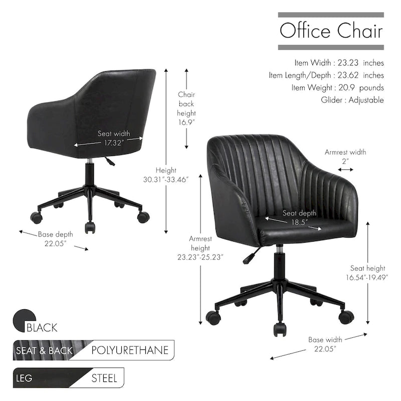 Chaise de bureau capitonnée en similicuir