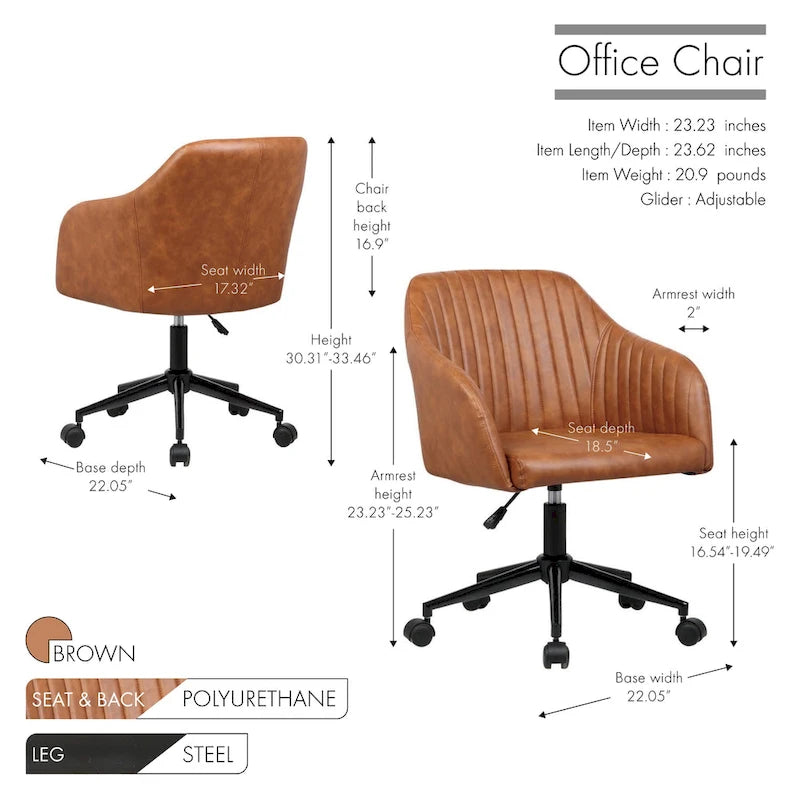 Chaise de bureau capitonnée en similicuir
