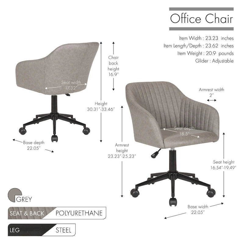 Chaise de bureau capitonnée en similicuir