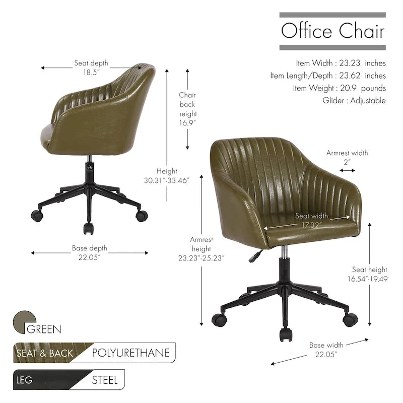 Chaise de bureau capitonnée en similicuir
