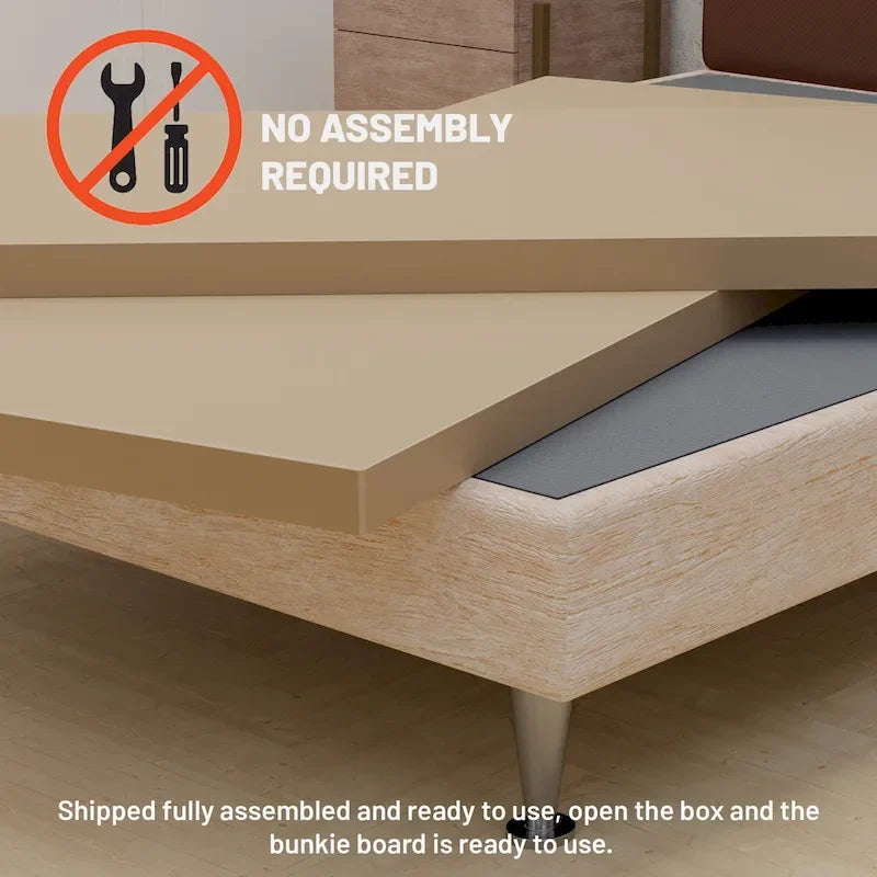 Sommier tapissier en deux parties de 3,8 cm pour matelas/lit – Entièrement assemblé, confort et soutien améliorés, gris