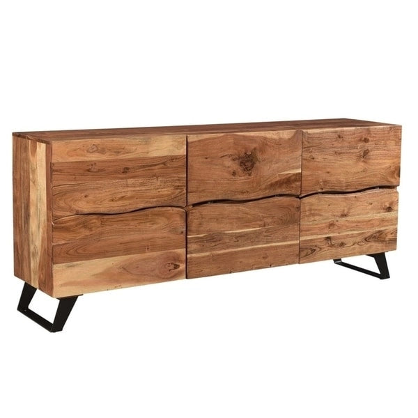 Carbon Loft Hernandez Handmade Acacia Wood 3-door Live Edge Cabinet - N/A