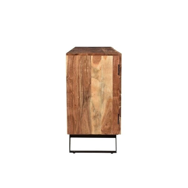 Meuble en bois d'acacia fait à la main, 3 portes, bord naturel