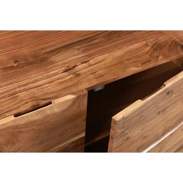 Meuble en bois d'acacia fait à la main, 3 portes, bord naturel