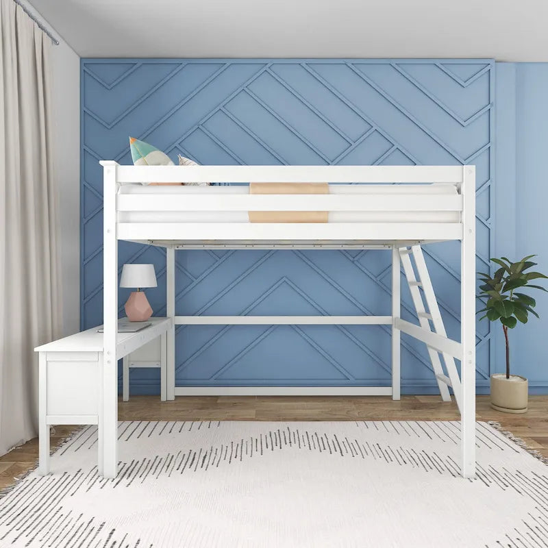 Max and Lily Full-Size High Loft Bed with Desk