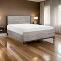 Deena Queen Bed, Painted Metal Finished Accents, Light Gray Wood Frame