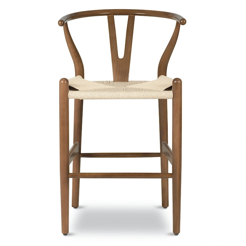 Tabouret de comptoir de 59,7 cm de hauteur d'assise - Bois massif avec assise tissée