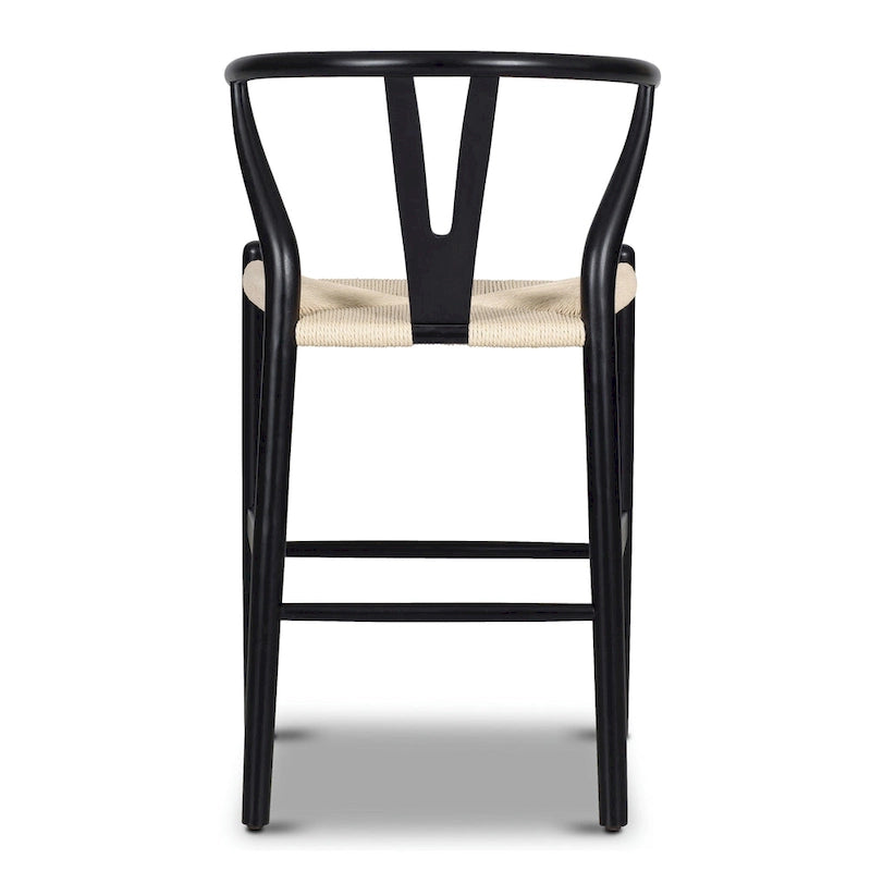 Tabouret de comptoir de 59,7 cm de hauteur d'assise - Bois massif avec assise tissée