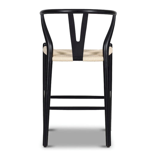 Tabouret de comptoir de 59,7 cm de hauteur d'assise - Bois massif avec assise tissée
