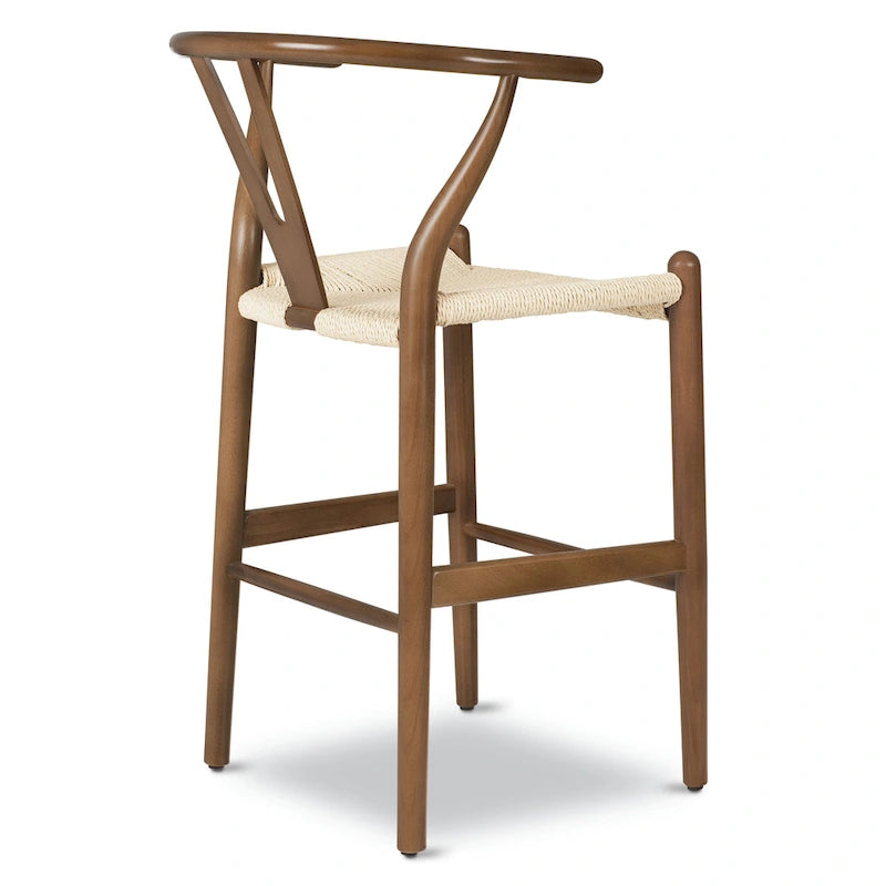 Tabouret de comptoir de 59,7 cm de hauteur d'assise - Bois massif avec assise tissée