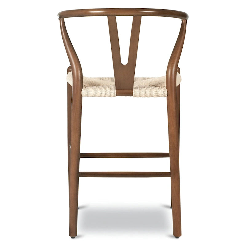 Tabouret de comptoir de 59,7 cm de hauteur d'assise - Bois massif avec assise tissée