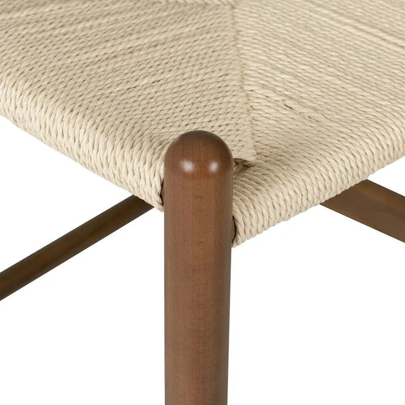Tabouret de comptoir de 59,7 cm de hauteur d'assise - Bois massif avec assise tissée