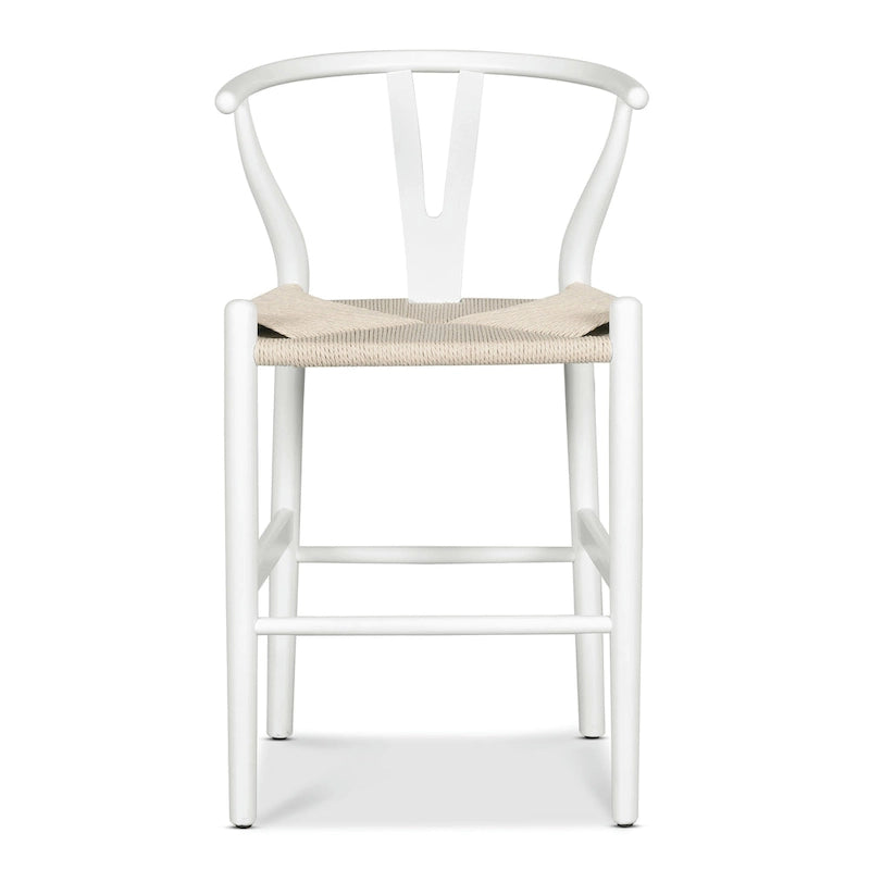 Tabouret de comptoir de 59,7 cm de hauteur d'assise - Bois massif avec assise tissée