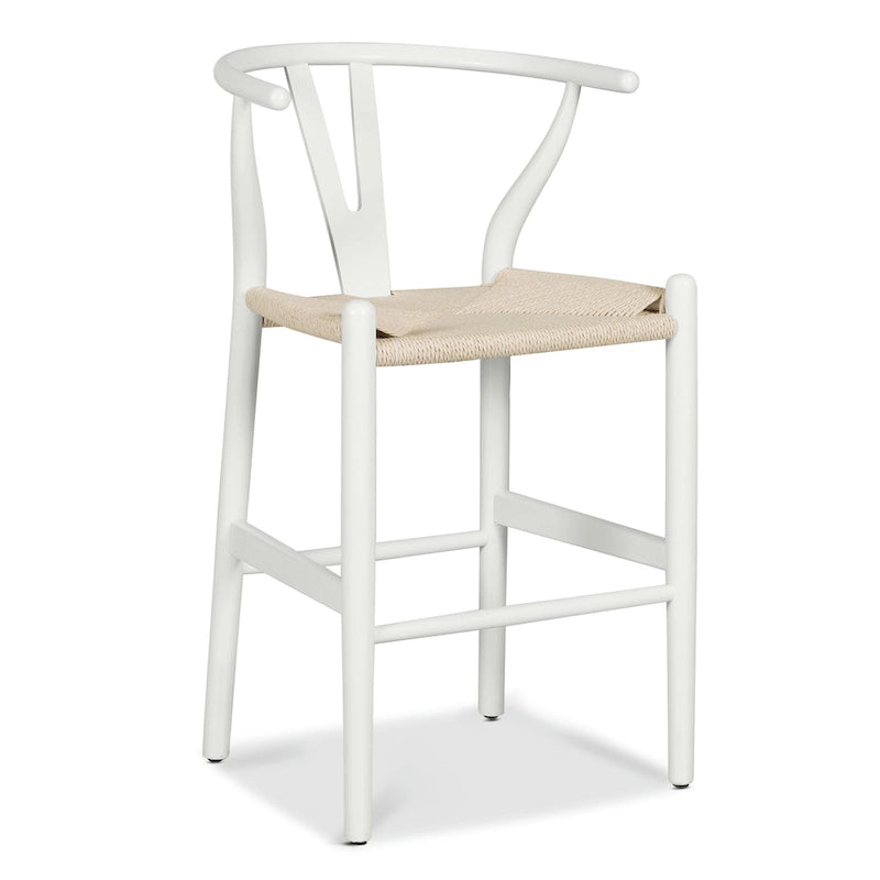 Tabouret de comptoir de 59,7 cm de hauteur d'assise - Bois massif avec assise tissée
