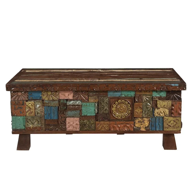 Table basse coffre en bois recyclé - 47 x 25