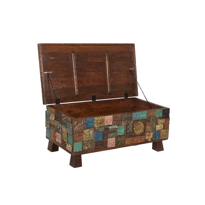 Table basse coffre en bois recyclé - 47 x 25