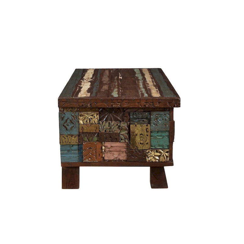 Table basse coffre en bois recyclé - 47 x 25
