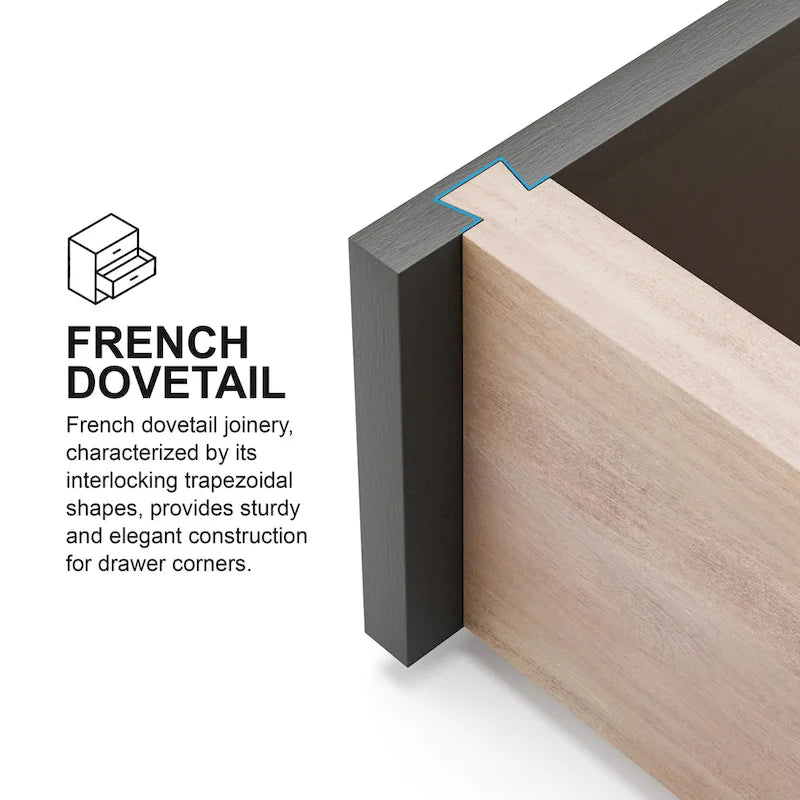 Table de chevet Glam à 3 tiroirs en bois massif