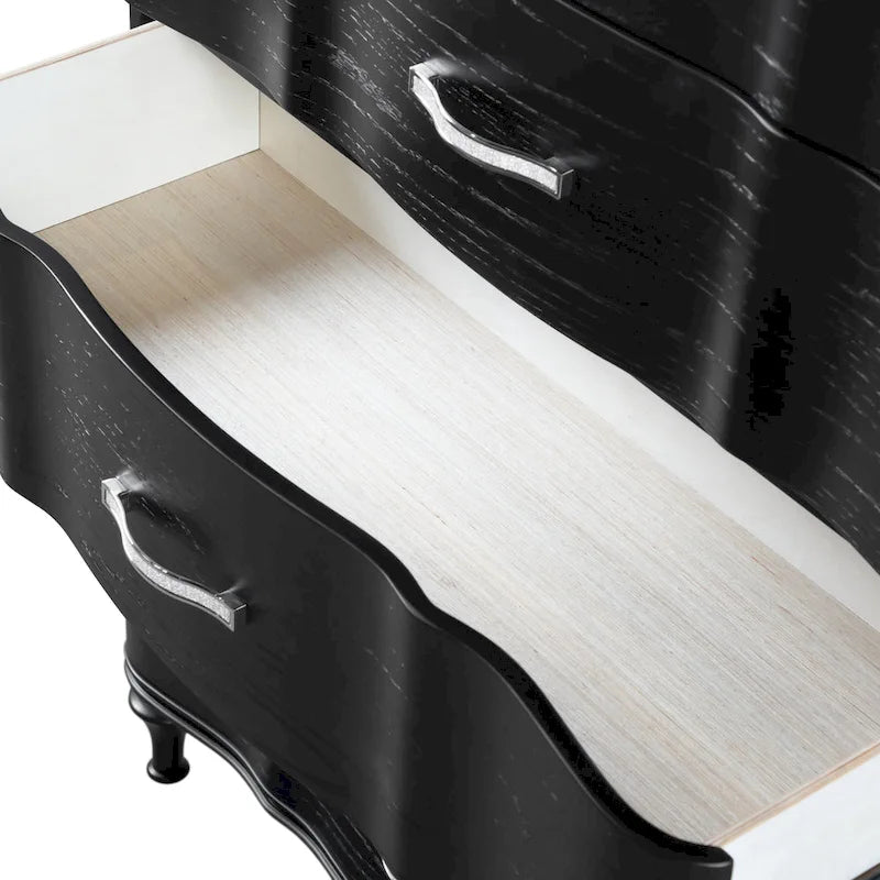 Table de chevet Glam à 3 tiroirs en bois massif