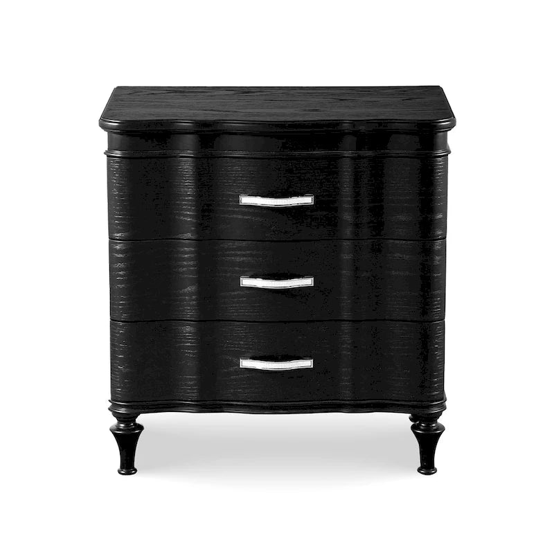 Table de chevet Glam à 3 tiroirs en bois massif