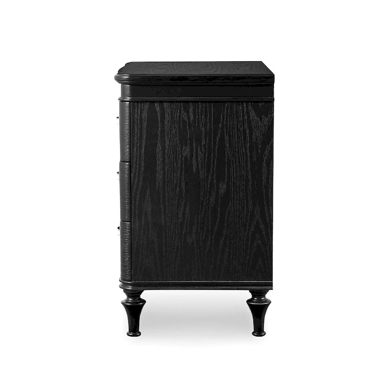 Table de chevet Glam à 3 tiroirs en bois massif